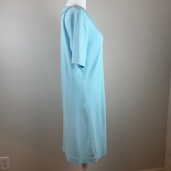 Talbots Petite Medium Robin Egg Blue Jersey Knit Shift Tunic Dress - Picture 4 of 7